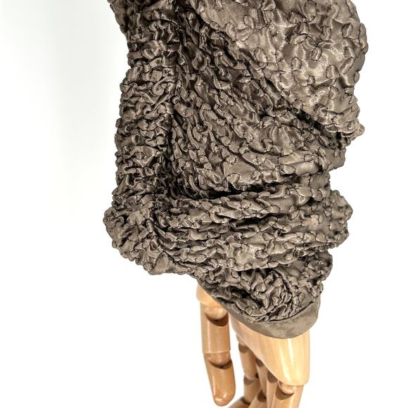 Vintage 90s Double D Ranch Taupe Crinkle Satin Concho Bomber Jacket - Picture 5 of 7